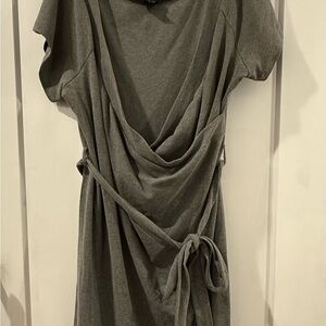 City Chic CCX Asymmetrical Faux Wrap Dress in Grey